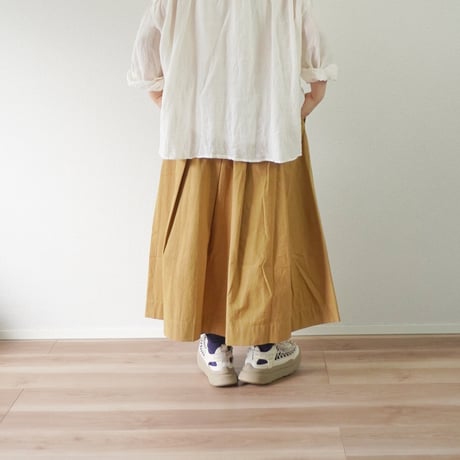 2色＊レディース＊Linen ya-リネンヤ-タックスカート/ライトブルー、ベージュ