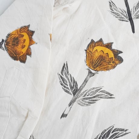 ＊ユニセックス＊Jawandi-ジャワンディー-Hand Stamp Flower L/S Basic Shirts/ハンドプリントシャツ