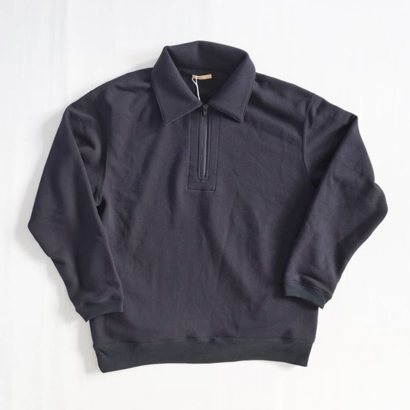 ユニセックス＊LA MOND-ラモンド-HALF ZIP SWEAT LM-C-199/ブラ