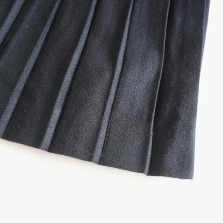 レディース＊Linen ya-リネンヤ-形状記憶プリーツ ウールスカート/ブラック