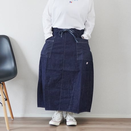 レディース＊快晴堂-Girl'sライトオンスデニム 裾バインダー・ステッチ沢山スカート 51SK-56 サイズ S,M