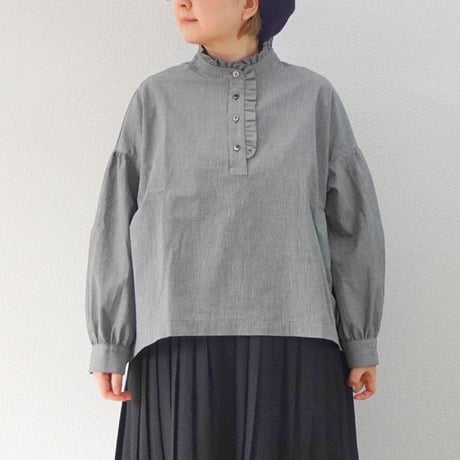 ＊4色＊レディース＊ LinenYa – リネンヤ – コットンフリル長袖ブラウス