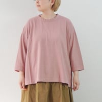 4色＊レディース＊prit-30/1リサイクルムラ糸天竺 7分袖ワイドＴシャツ P91652