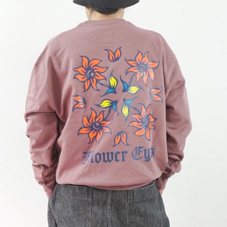 ユニセックス＊Nasngwam-ナスングワム-FLOWER EYES CREW SWEAT / スモークピンク