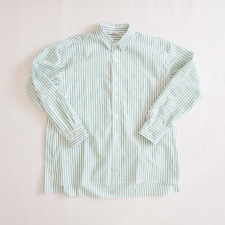 ＊ユニセックス＊amne-アンヌ-PIMA STRIPE covered shirts / amn-SH-043 / Green