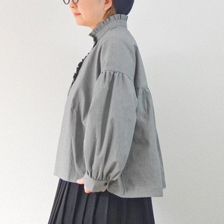 ＊4色＊レディース＊ LinenYa – リネンヤ – コットンフリル長袖ブラウス