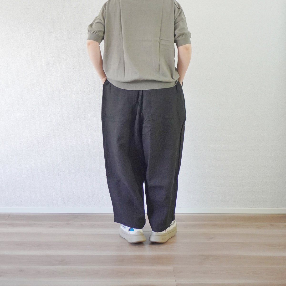 再々入荷2色＊レディース＊Linen ya-リネンヤ-リネン タックワイド
