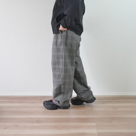 2色ユニセックス＊have a good day-ハブアグッドデイ-Plaid volume pants チェックボリュームパンツ