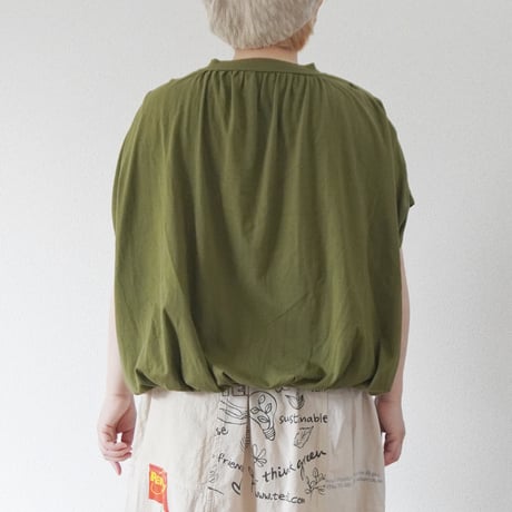 3色＊レディース＊SLOWHANDS-スローハンズ-POOFY Back-Gathered T-Shirt