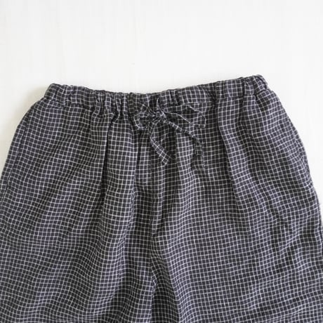 2色＊レディース＊TIGRE BROCANTE -ティグルブロカンテ- リネンモノクロチェック ギャザーワイドパンツ