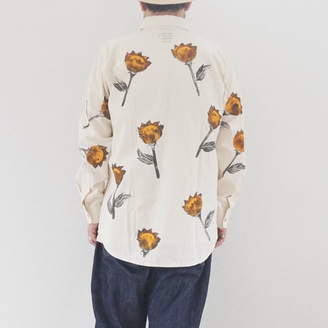 ＊ユニセックス＊Jawandi-ジャワンディー-Hand Stamp Flower L/S Basic Shirts/ハンドプリントシャツ