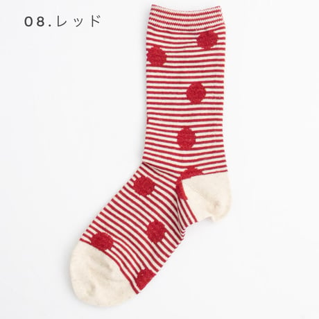 3色＊レディース＊prit -ボーダー×ドットソックス P01660