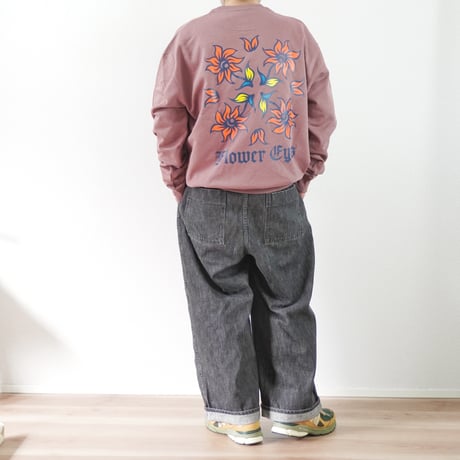 ユニセックス＊Nasngwam-ナスングワム-FLOWER EYES CREW SWEAT / スモークピンク