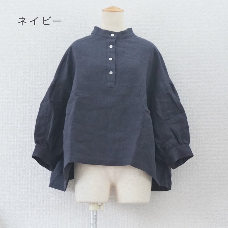 LinenYa リネンスタンドカラーブラウス Linenya リネンスタンドカラーブラウス – blanc