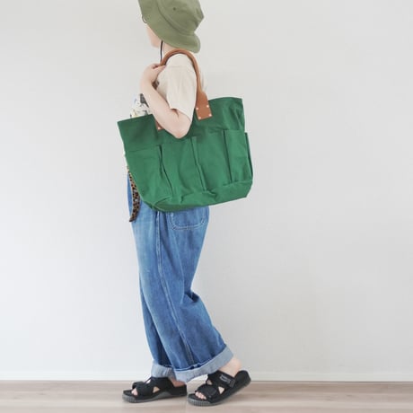 2色＊goods＊WE ARE ONE×Rabbit Hutch-パラフィン加工10号帆布 ショルダートート/マスタード、グリーン