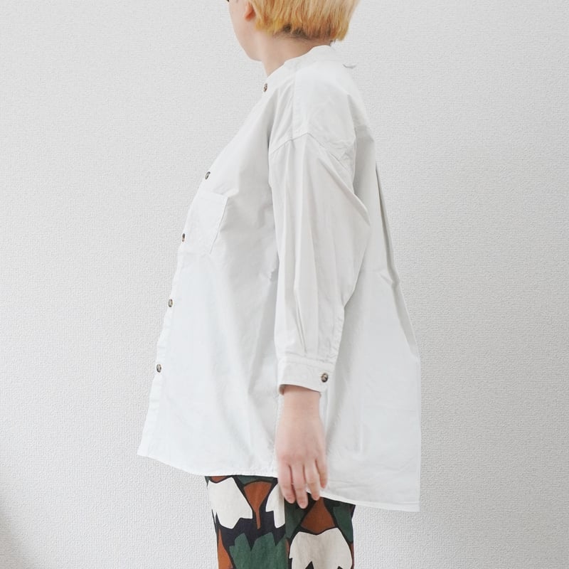 2色＊レディース＊prit-プリット-40/1綾ダンプ 7分袖スタンドカラー