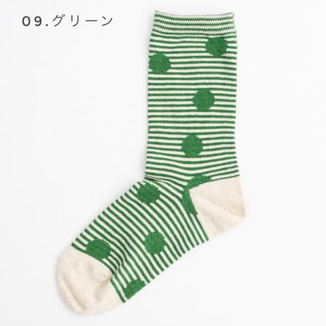 3色＊レディース＊prit -ボーダー×ドットソックス P01660