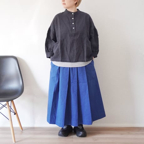 2色＊レディース＊Linen ya-リネンヤ-タックスカート/82cm丈