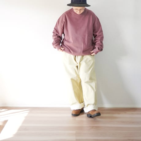 ユニセックス＊Nasngwam-ナスングワム-FLOWER EYES CREW SWEAT / スモークピンク