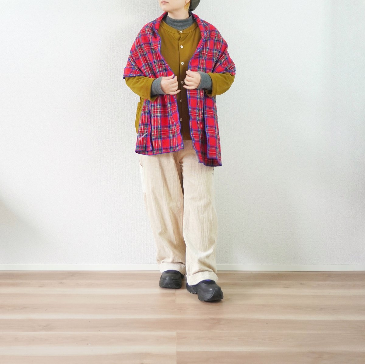 美品✨快晴堂　タータンチェック　カーディガン　ウール 3色＊レディース＊快晴堂 -Girl'sタータンチェック・リラクシン