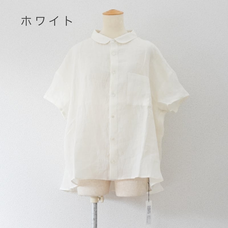 yori ホワイト 丸襟 ブラウス 半袖シャツ 36 yori ホワイト 丸襟 ブラウス 半袖シャツ 36