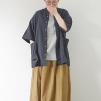 ＊ユニセックス＊ämne-アンヌ-NYLON park shirts / amn-SH-057 / ブラック