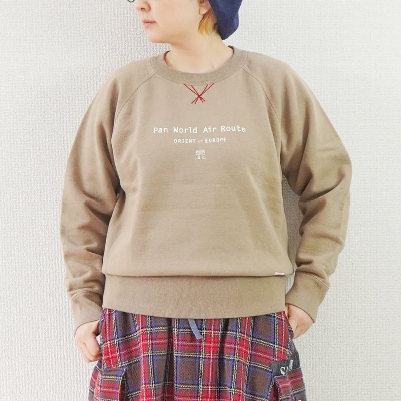 【快晴堂】スキー休暇にチューリッヒへ　裏起毛スウェット　3＋　15400円 2色＊レディース＊快晴堂 -裏起毛ロゴトレーナー “Pan World Air Route
