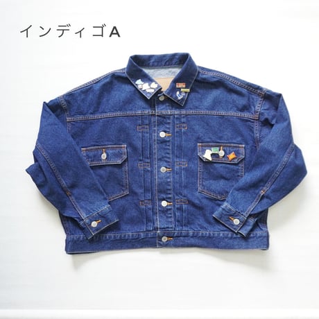 2色＊レディース＊ichi-イチ-ショート デニムジャケット 2nd TYPE with ヴィンテージピンズ10個