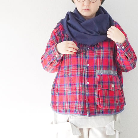 3色goods＊ ISLAND KNIT WORKS-アイランドニットワークス-チェック柄＆無地 フリンジスヌード