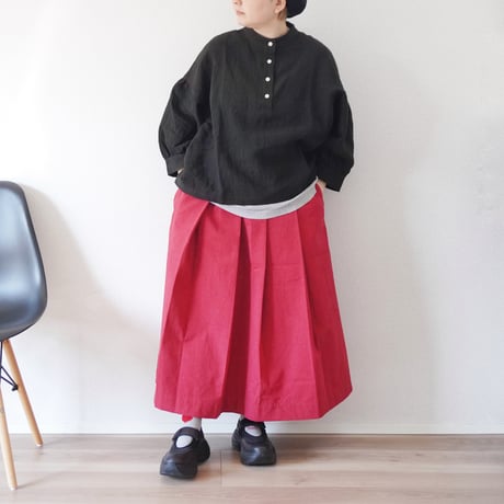 2色＊レディース＊Linen ya-リネンヤ-タックスカート/82cm丈