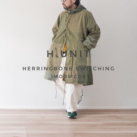 ユニセックス＊H.UNIT-エイチユニット-Herringbone switching mods coat H-CT021