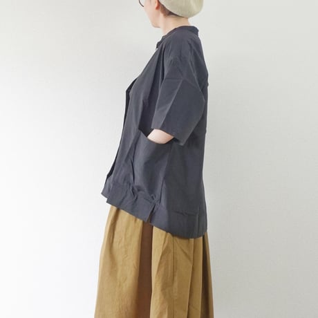 ＊ユニセックス＊ämne-アンヌ-NYLON park shirts / amn-SH-057 / ブラック