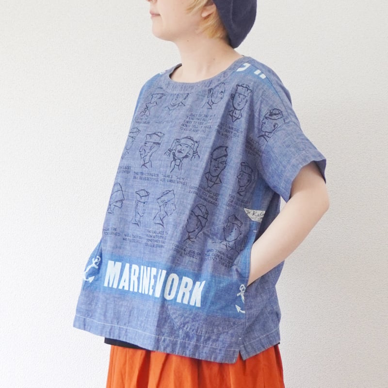 【タグ付き新品】快晴堂 カロハプリントWideTシャツ プルオーバー レディース＊快晴堂-Girl'sカロハプリント セーラーズCap柄