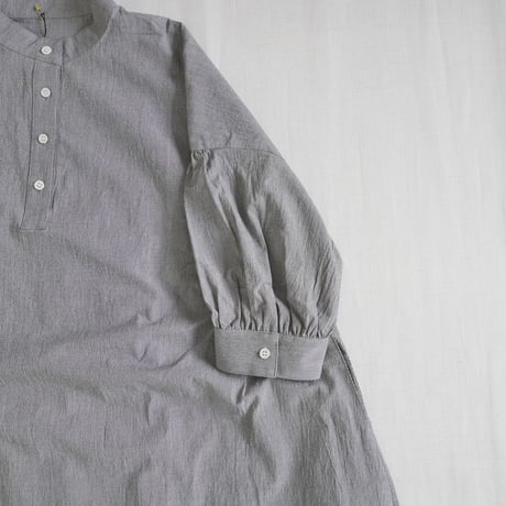 レディース＊Linenya-リネンヤ-オーガニックコットン千鳥チェック スタンドカラーワンピース