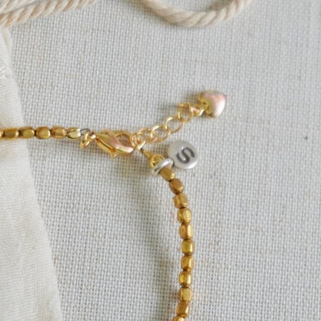 SLOWHANDS-スローハンズ-ブレスレット　brass beads with pearl