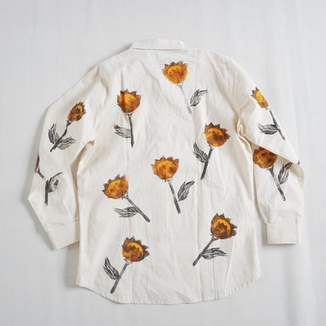 ＊ユニセックス＊Jawandi-ジャワンディー-Hand Stamp Flower L/S Basic Shirts/ハンドプリントシャツ