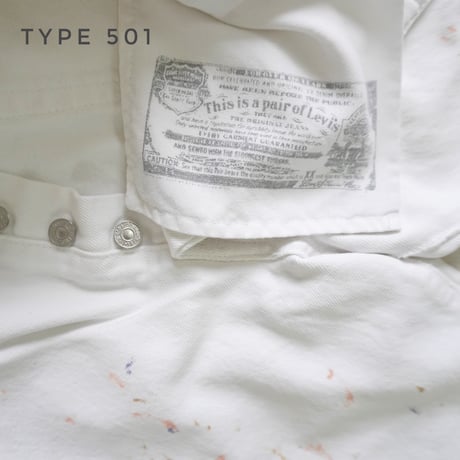 ユニセックス＊Nasngwam-ナスングワム-COLLISION PANTS TYPE501 ストレートシルエット（ホワイトデニム リメイク）