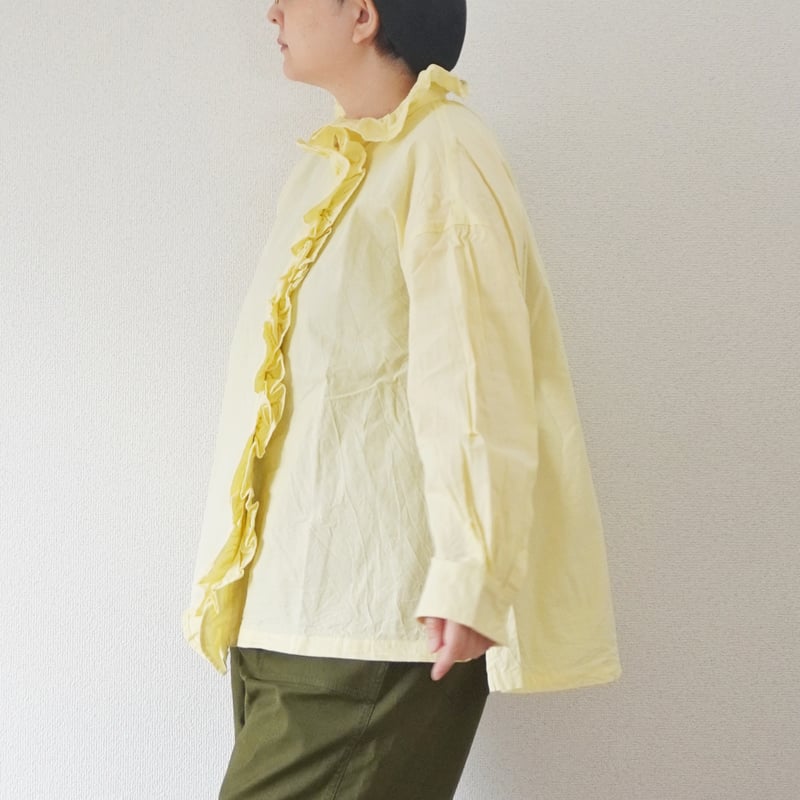 ichi フリルシャツ イチ Frill Shirt モカ コットン 立体感と女性らしいを引き立てる【 ichi 】大人のフリルシャツ