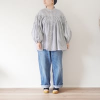 ＊レディース＊SLOWHANDS-スローハンズ-bolck stripe pin tuck clown shirts