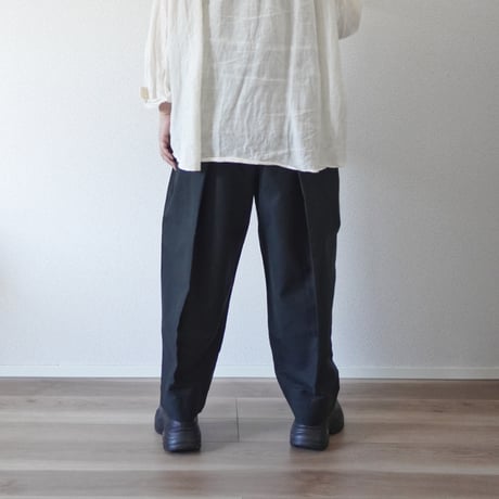 2色レディース＊結-ゆい-COTTON/LINEN BACK SATIN WIDE TUCK EASY TROUSERS /YWTEP-004