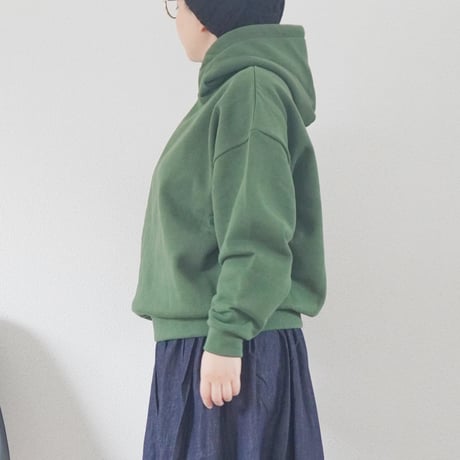 ＊レディース＊Linen ya-リネンヤ-コットンパーカー/裏起毛グリーン
