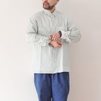 ＊ユニセックス＊amne-アンヌ-PIMA STRIPE covered shirts / amn-SH-043 / Green