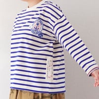 再入荷2色レディース＊快晴堂-HAYATE セーラーボーダー Tシャツ ワッペンペタペタ 長袖Tシャツ 51C-15 サイズ3+