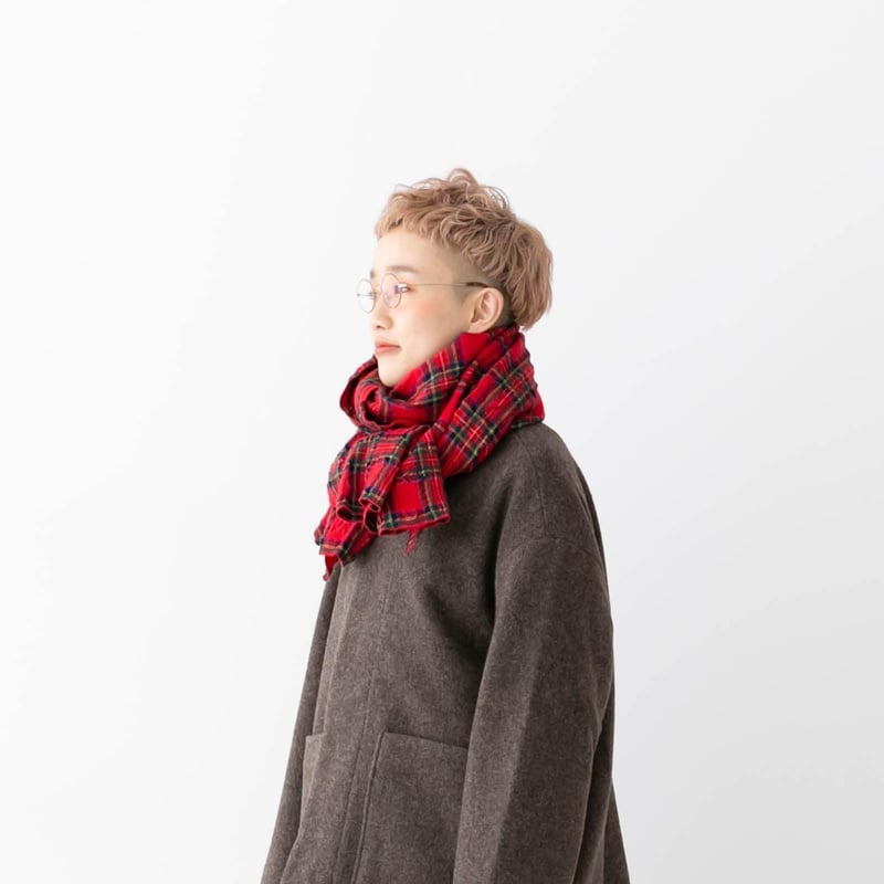 再入荷4色＊prit-プリット-ウールコットンチェック ストール P00640