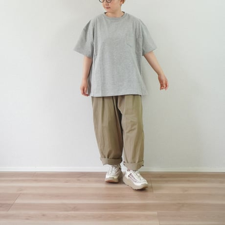 ＊ユニセックス＊Audience-オーディエンス-ビッグサイズリメイク USAファブリック丸胴国産ポケットTEE/杢グレー