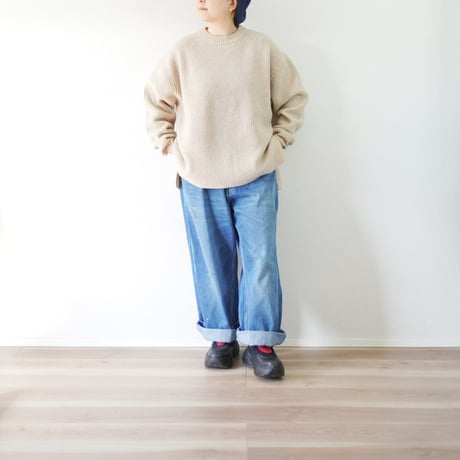 3色＊prit（プリット） 2/15ラムウール7G片畦編み ワイドプルオーバー P906107