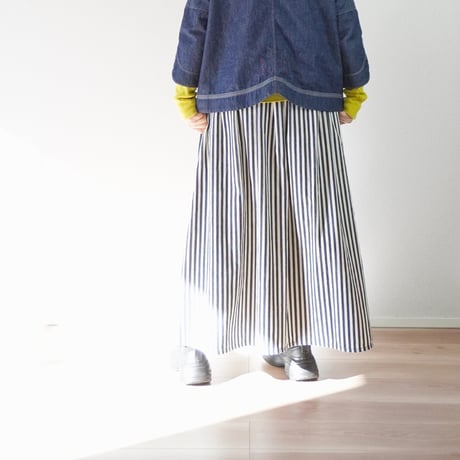 ＊レディース＊TIGRE BROCANTE-ティグルブロカンテ-ヒッコリーマキシギャザースカート