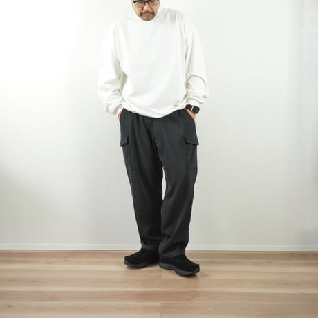 2色＊ユニセックス＊LA MOND-ラモンド-DRAWST MOCK NECK COTTON LONGTEE LM-C-207-CT
