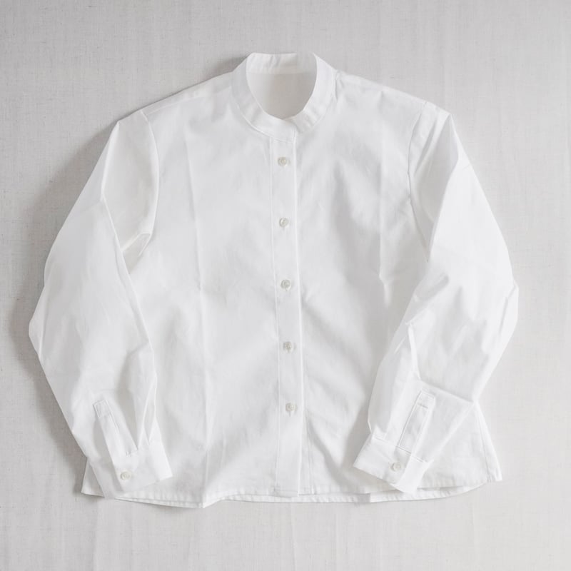 5/5まで値下げ‼️新品　リネンヤ　リネンスタンドカラーシャツ　ブラウス レディース＊Linen ya-リネンヤ-スタンドカラーブラウス/ホワイト