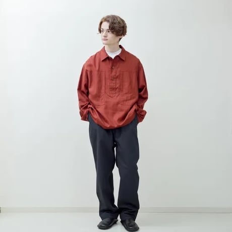 ユニセックス＊H.UNIT-エイチユニット-C/L viyella pullover long sleeves shirt /テラコッタレッド